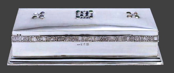 Mackintosh designed silver casket presented to Sir James Fleming